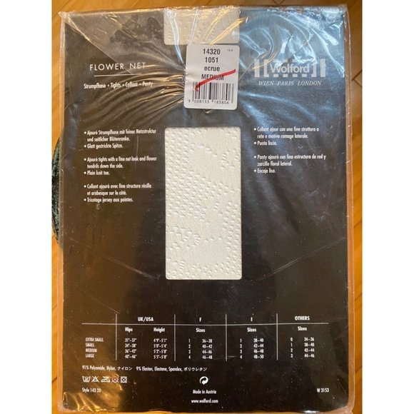 Wolford Flower Net White Tights Womens size Medium - Picture 2 of 4